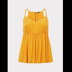 Yellow Dot Stretch Challis Peplum Cami